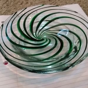 Hand blown vintage peppermint candle votive base